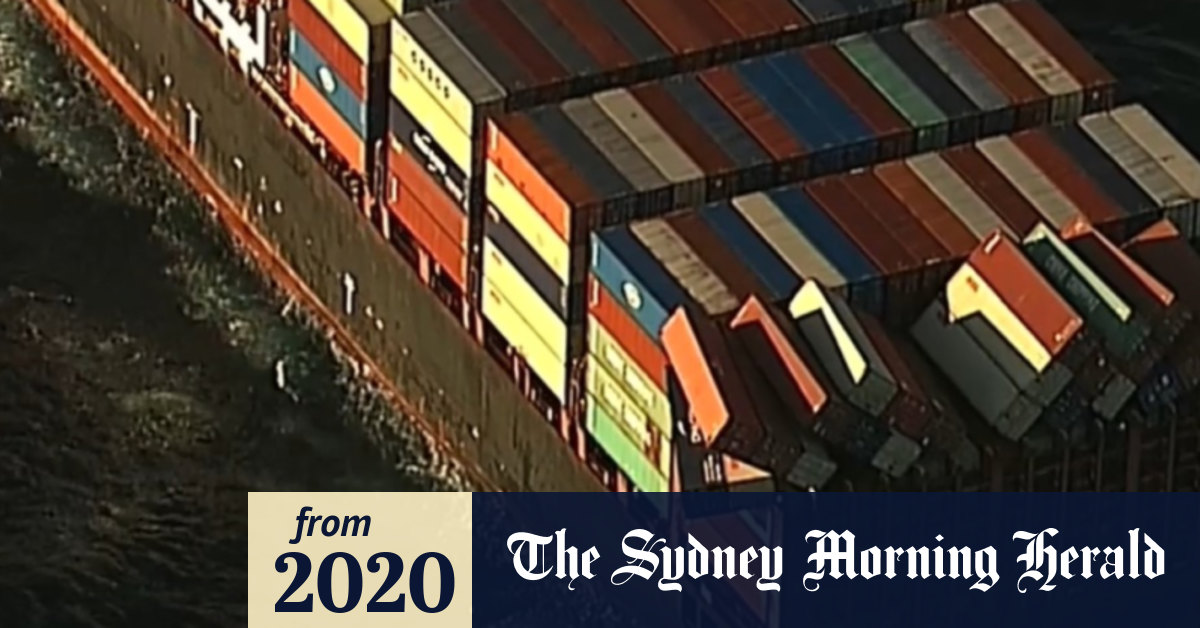 Video Cargo ship loses containers southeast of Sydney